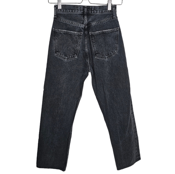 Agolde 90s Pinch Waist High Rise Straight Jean Black Washed Size 23 - Picture 2 of 7